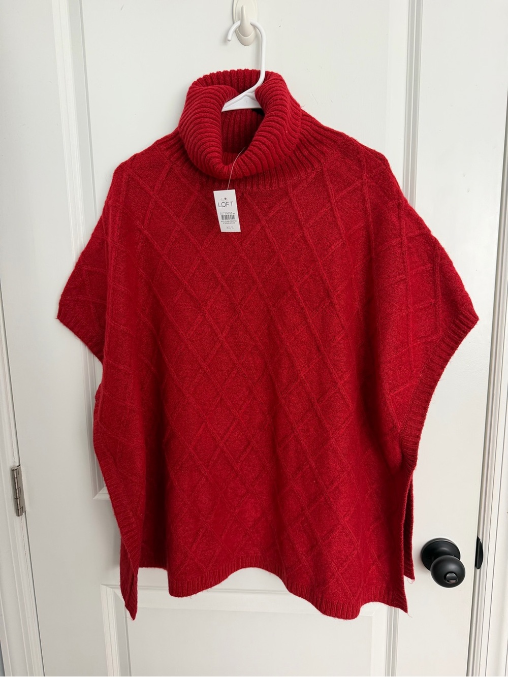 LOFT NWT Red Turtleneck Knit Poncho Sweater